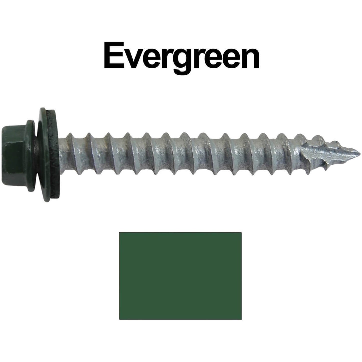 #14 x 2" Metal ROOFING SCREWS - Hex Washer Head - Self starting/self tapping - EPDM washer. Colored head.