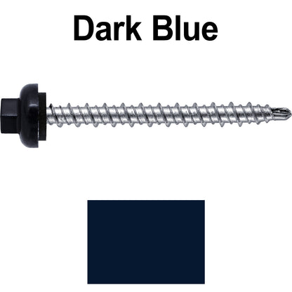 10 X 2” Zinc Aluminum Cap MINI-DRILLER Roofing Screws HI-LO THREAD Zinc Plated Carbon Steel Shank - EPDM Washer - Colored head
