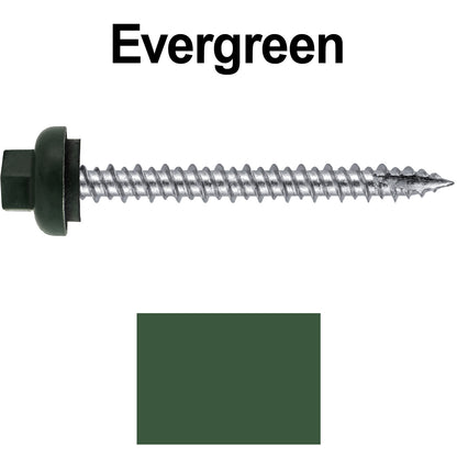 10 X 2“ HI-LO Zinc Aluminum Cap Metal Roofing Screws - Hex Washer Head - Self starting/self tapping - EPDM washer. Colored head.