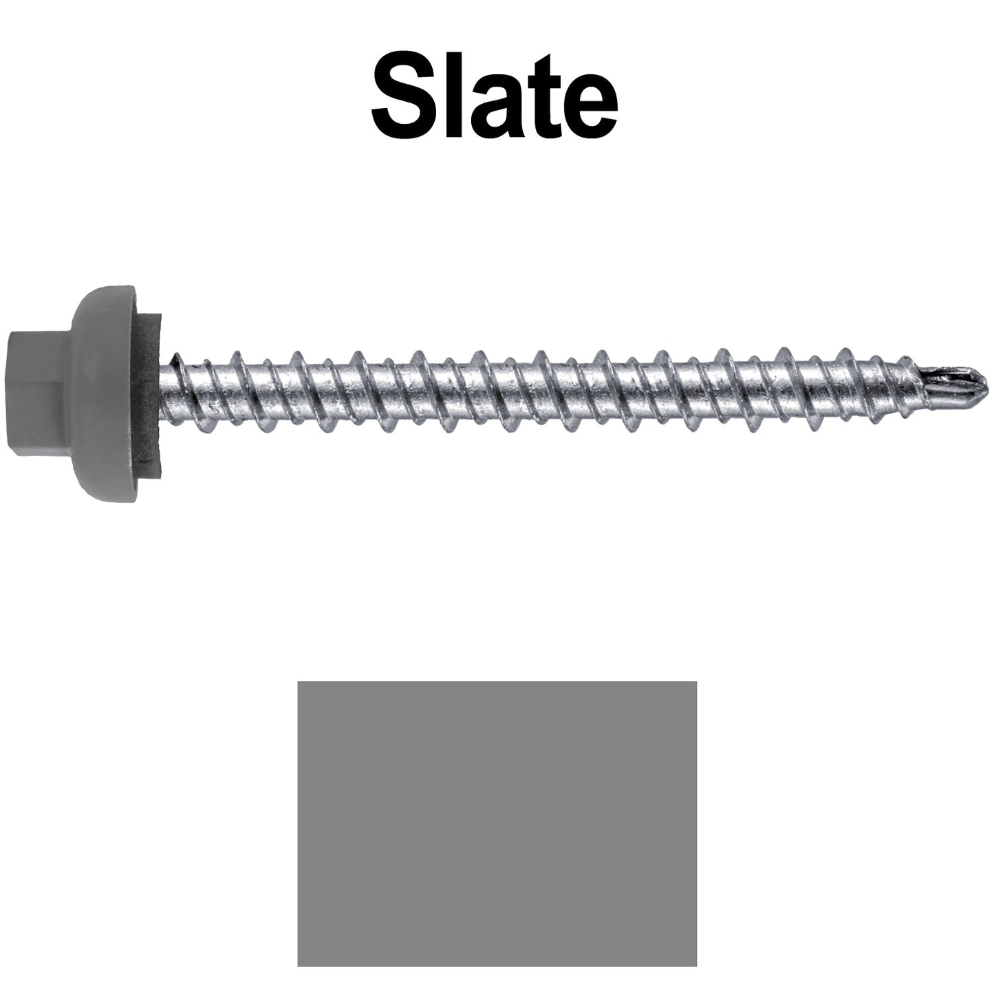 10 X 2” Zinc Aluminum Cap MINI-DRILLER Roofing Screws HI-LO THREAD Zinc Plated Carbon Steel Shank - EPDM Washer - Colored head