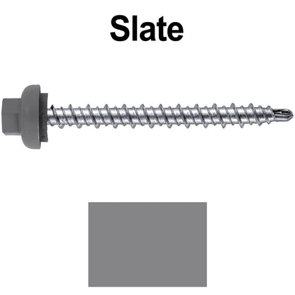 10 X 2” Zinc Aluminum Cap MINI-DRILLER Roofing Screws HI-LO THREAD Zinc Plated Carbon Steel Shank - EPDM Washer - Colored head