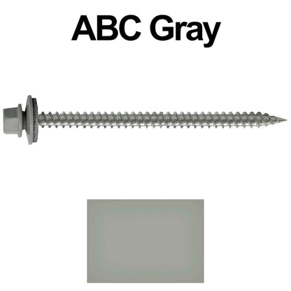 #9 x 3" Stainless Steel Metal Roofing Screws - Hex Washer Head - Self starting/self tapping - EPDM washer. Colored head.