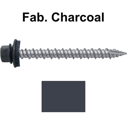 #10 x 2" Metal ROOFING SCREWS - Hex Washer Head - Self starting/self tapping - EPDM washer. Colored head.