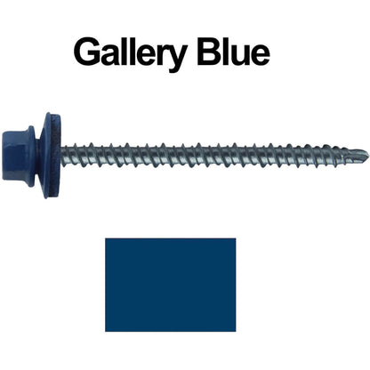 #10 x 3" Mini Driller Sheet Metal Roofing Screw - Hex Washer Head -  Self starting metal to wood siding screws. EPDM washer. Colored head.