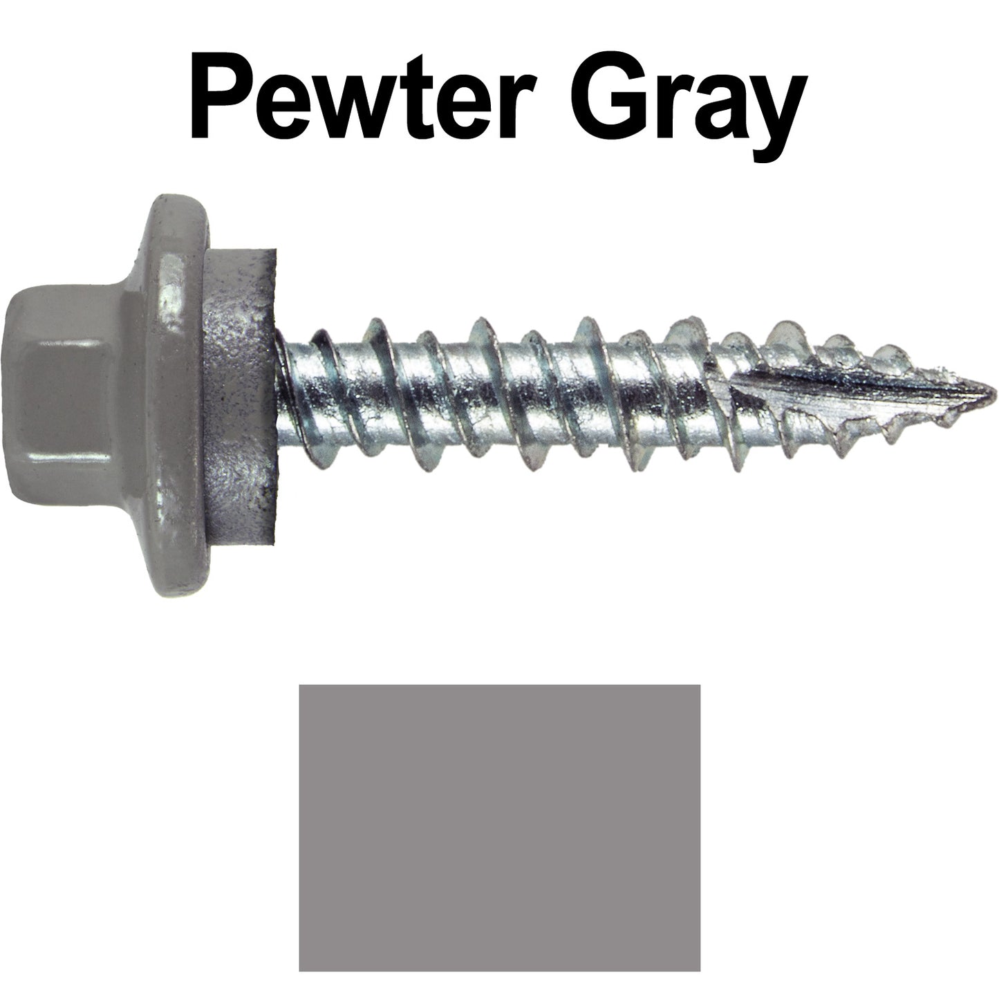 10 x 1" - STAINLESS HEX / ZINC Sheet Metal Roof Screw. Self starting metal to wood siding screws. EPDM washer. Colored head.