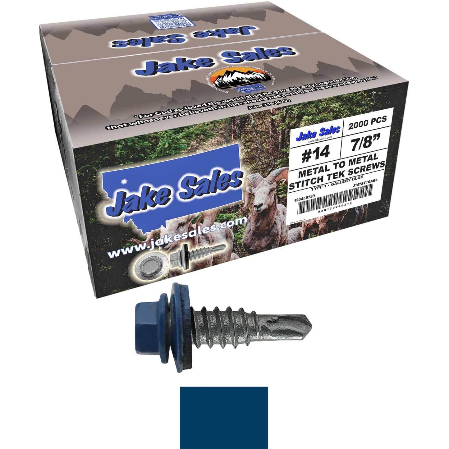 #14 x 7/8" Stitch Tek Metal to Metal Type #1 Roofing Screws - Hex Washer Head - Drill Point - 9/16" EPDM washer.