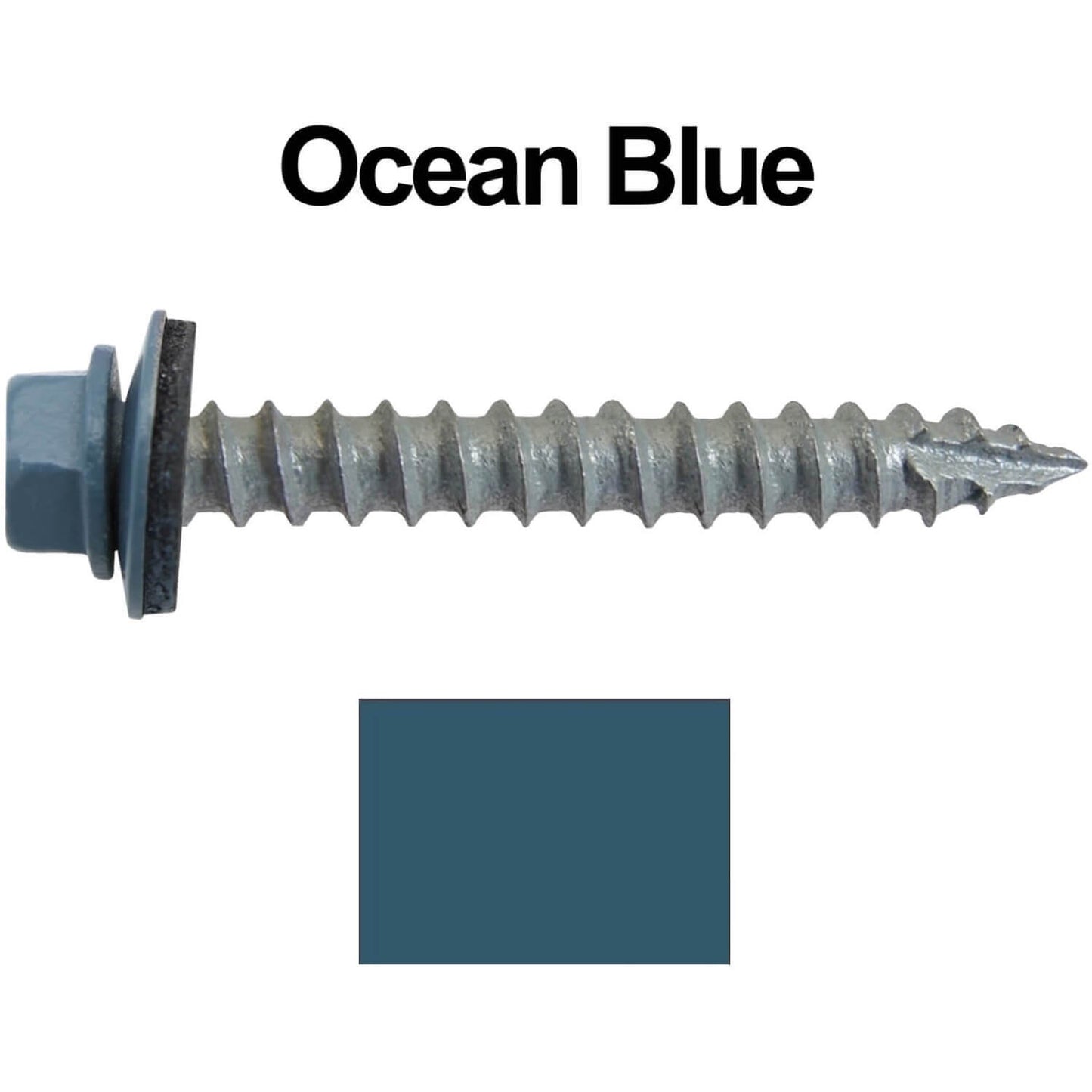 #14 x 2" Metal ROOFING SCREWS - Hex Washer Head - Self starting/self tapping - EPDM washer. Colored head.