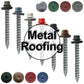 #14 x 2" Metal ROOFING SCREWS - Hex Washer Head - Self starting/self tapping - EPDM washer. Colored head.