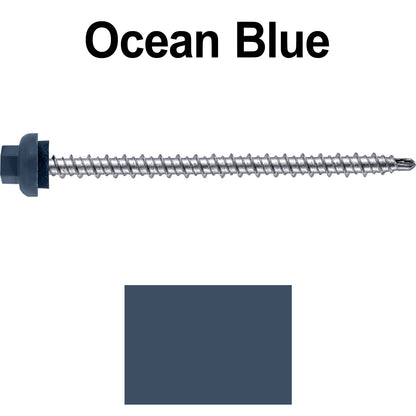 10 X 3" Zinc Aluminum Cap MINI-DRILLER Roofing Screws HI-LO THREAD Zinc Plated Carbon Steel Shank - EPDM Washer - Colored head