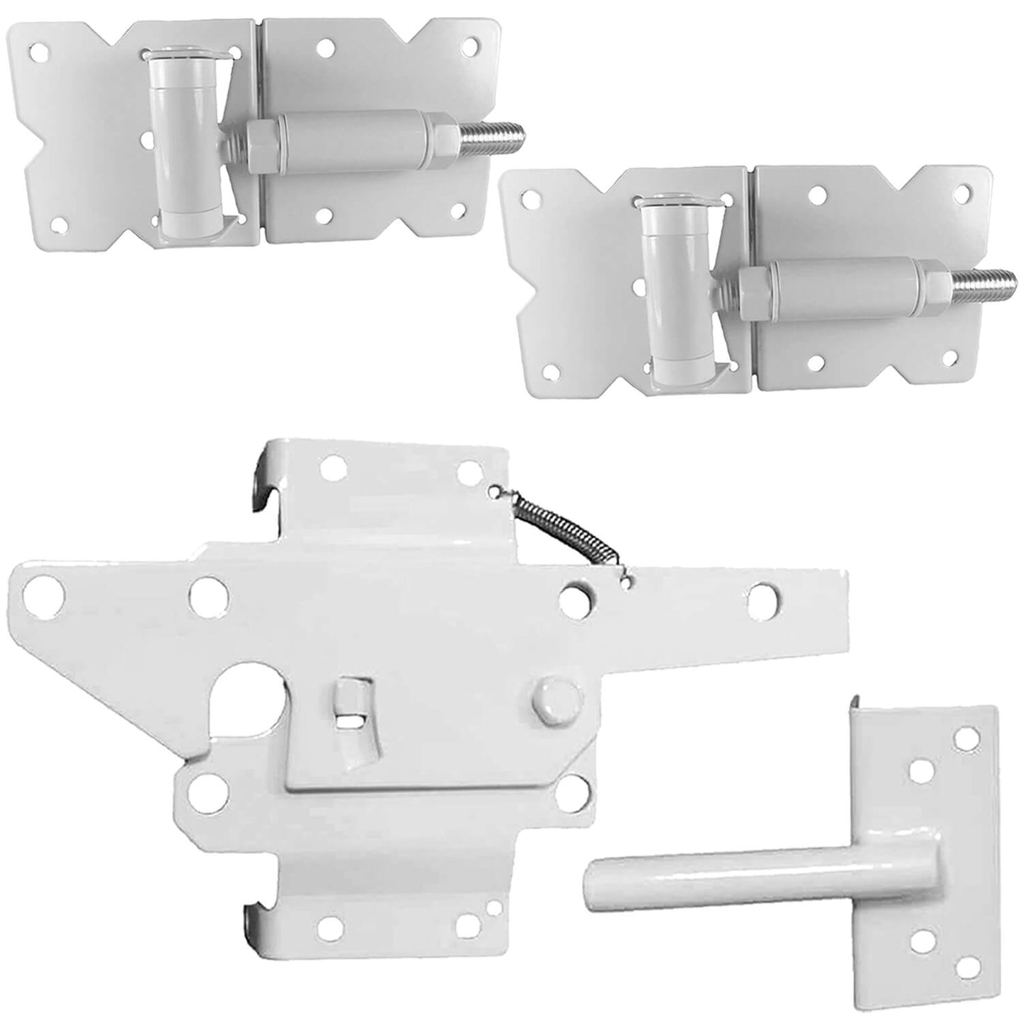 Vinyl Gate Kits in Standard and Self-Closing for Single and Double Gates. Choose from Black or White With or Without Drop Rods. Standard and Extended Gate Latches