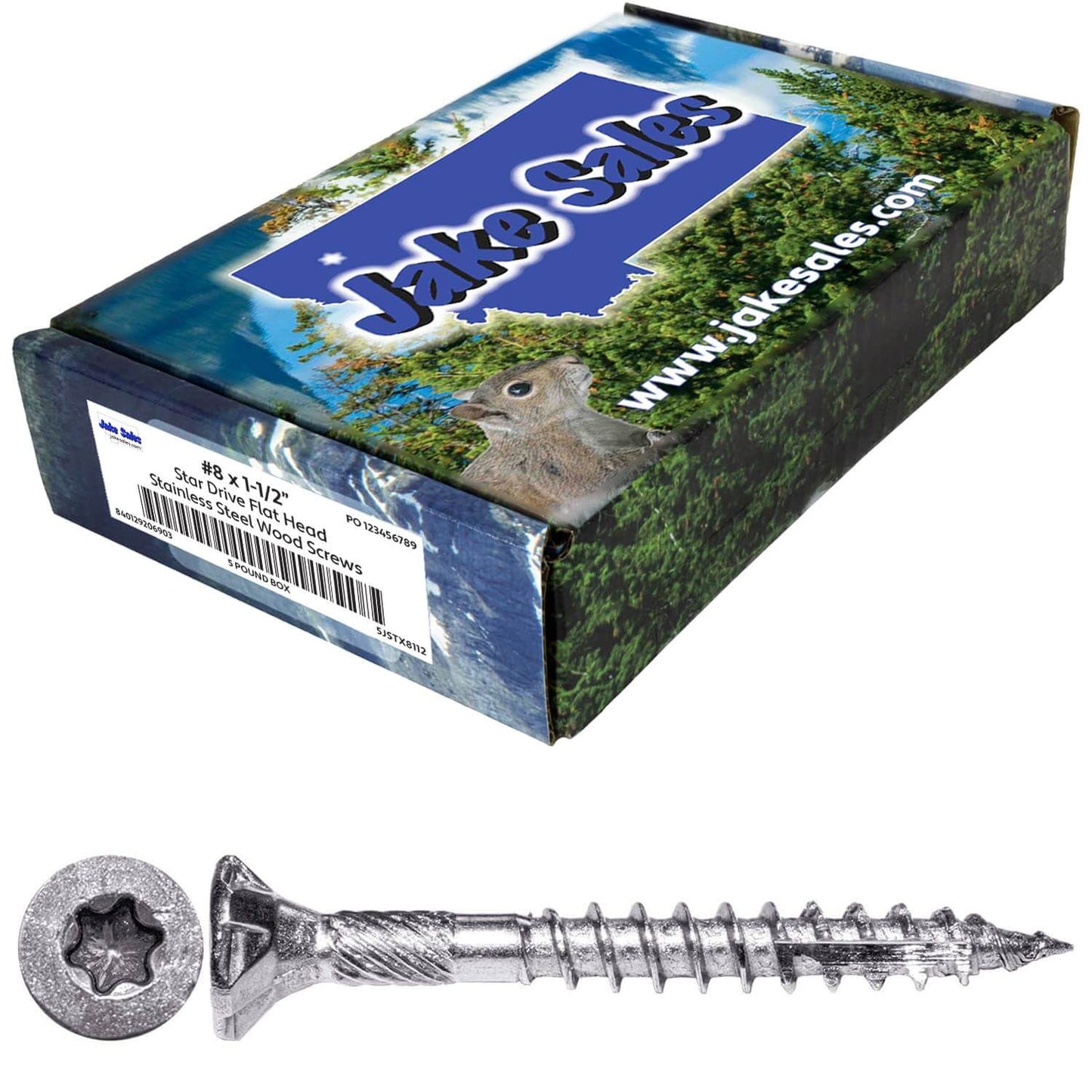 #8 Torx/Star Drive Head - 300 Grade Stainless Steel Torx/Star Drive Wood Screws - Silver Star Stainless Steel Wood Screw