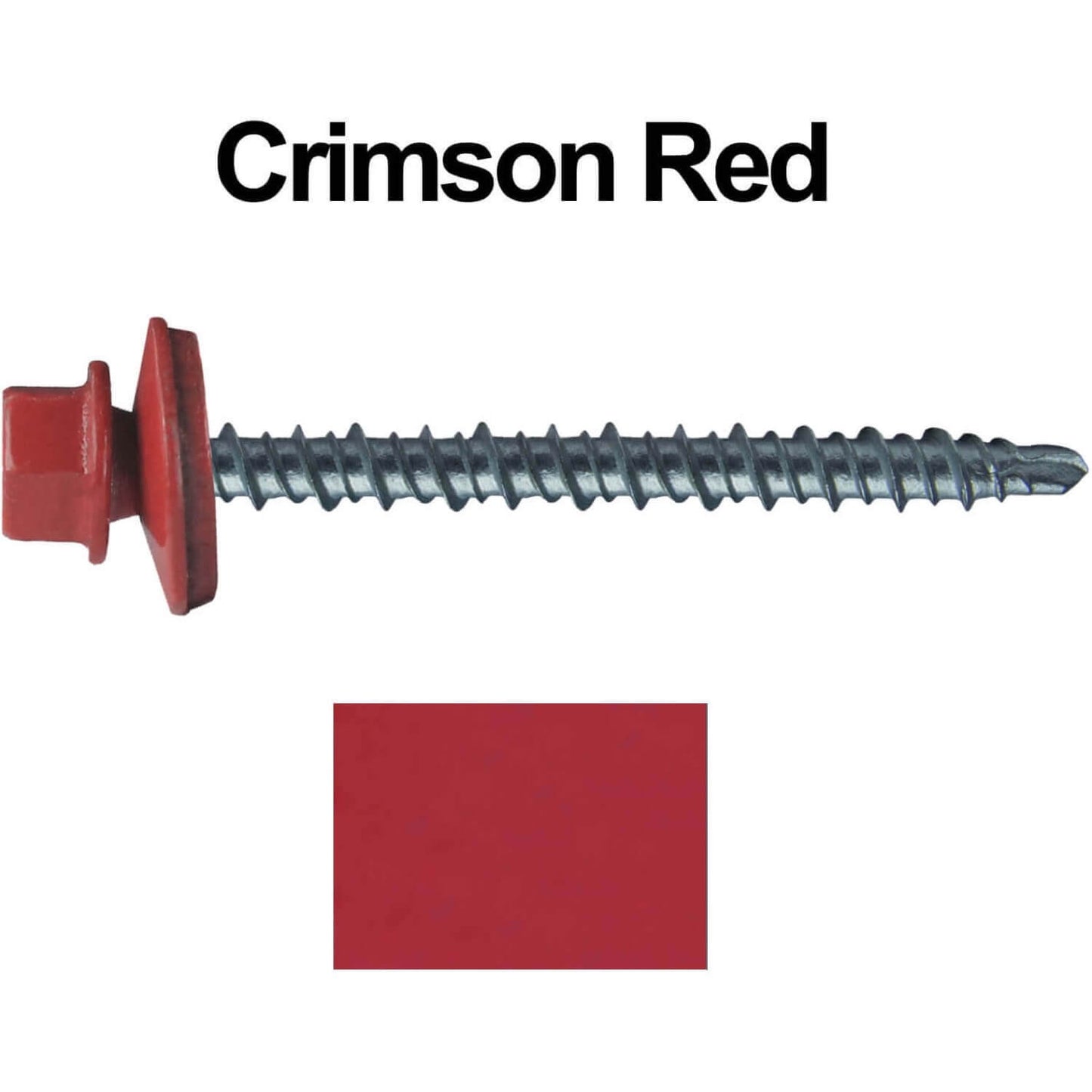 #10 x 2-1/2" Mini Driller Sheet Metal Roofing Screw - Hex Washer Head -  Self starting metal to wood siding screws. EPDM washer. Colored head.