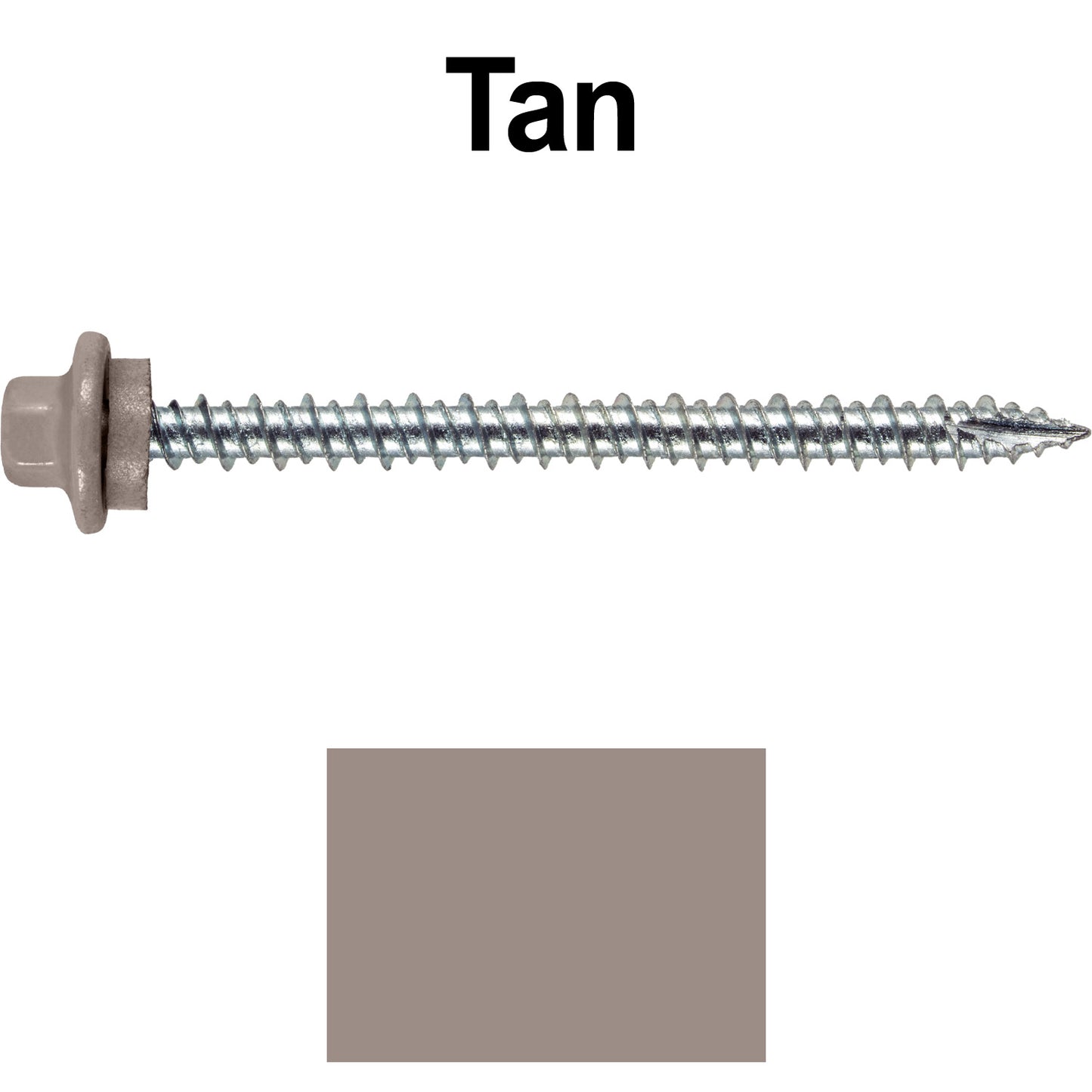10 x 2-1/2” - STAINLESS HEX / ZINC Sheet Metal Roof Screw. Self starting metal to wood siding screws. EPDM washer. Colored head.