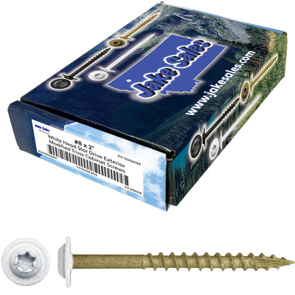 Bronze Star Exterior WHITE Coated Round Head - Cabinet Wood Screw with Torx/Star Drive Head. Multipurpose Exterior/Interior Coated Torx/Star Drive Wood Screws