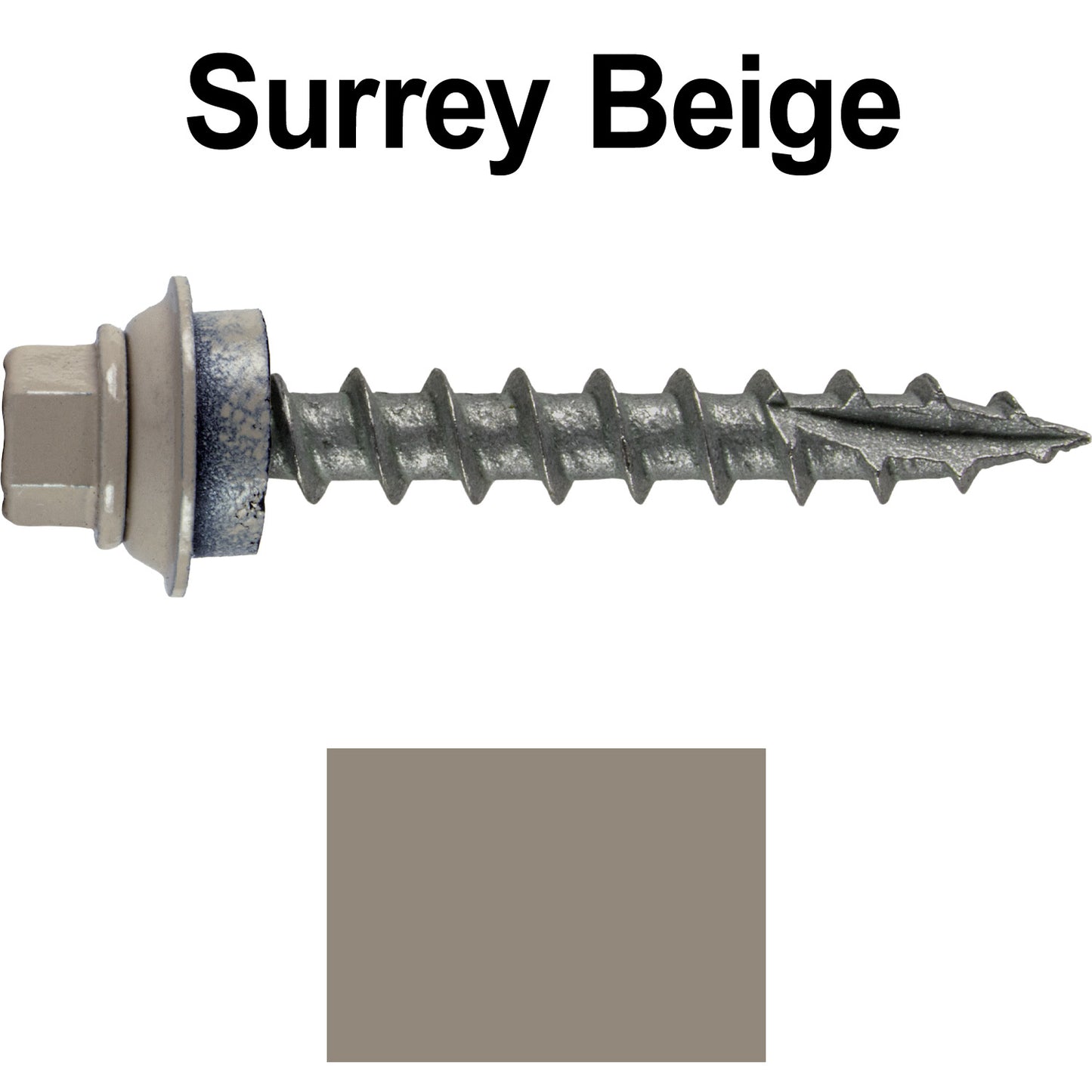 12 X 1-1/2" Metal Roofing Screws For OSB and Plywood - Galvanized Metal to Wood Type 17 Tip - 1/4" Hex Head - Assembled EPDM Washer