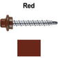 #10 x 1-1/2" Stainless Steel Mini Driller Sheet Metal Roofing Screw - Hex Washer Cap - Self starting metal to wood siding screws - EPDM washer. Colored head.