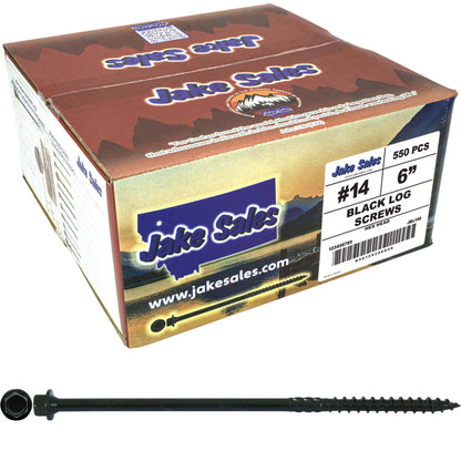 #14 Heavy-Duty Black Timber, Log & Structural Wood Screws - Exterior Coated - Use for Fastening Ledger Boards, Large Timbers, Logs and more.