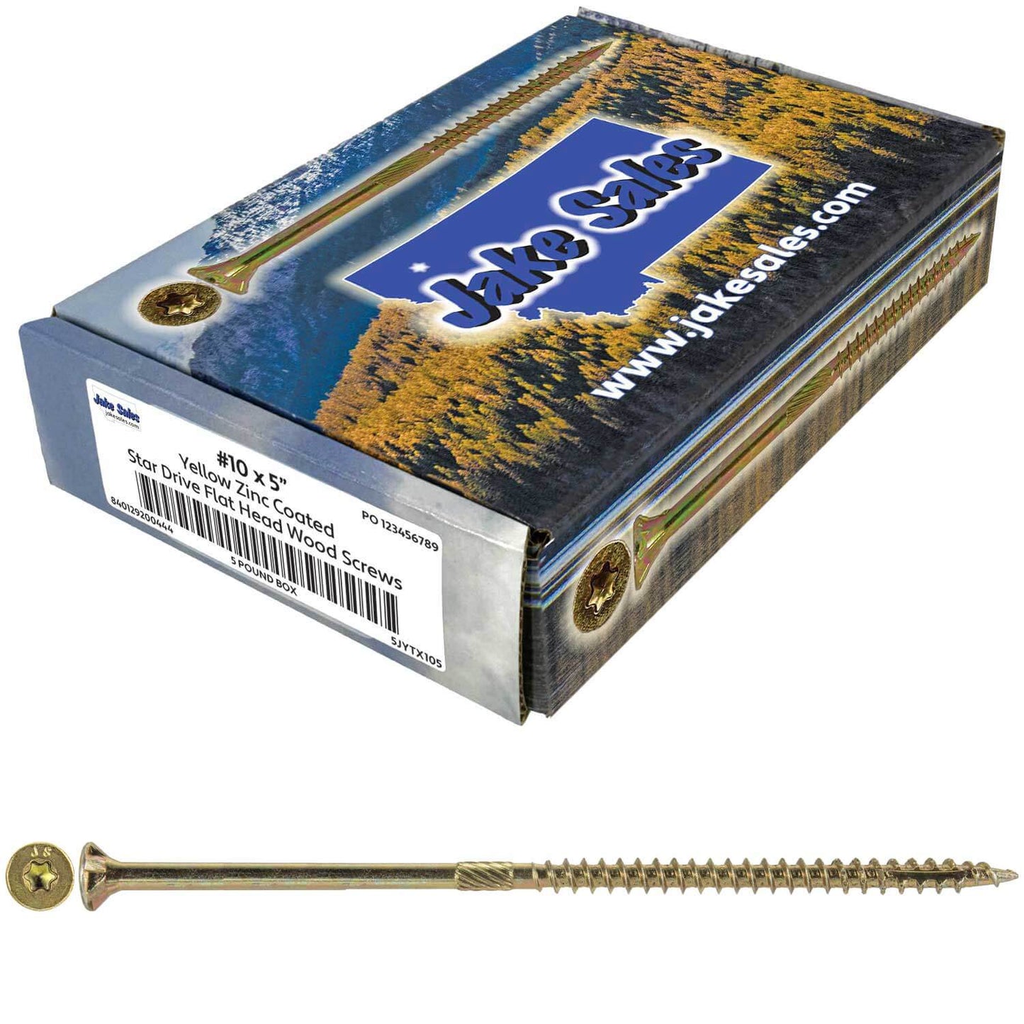 #10 Gold Star/Torx Drive Zinc Coated T-25 Flat Head Wood Screws