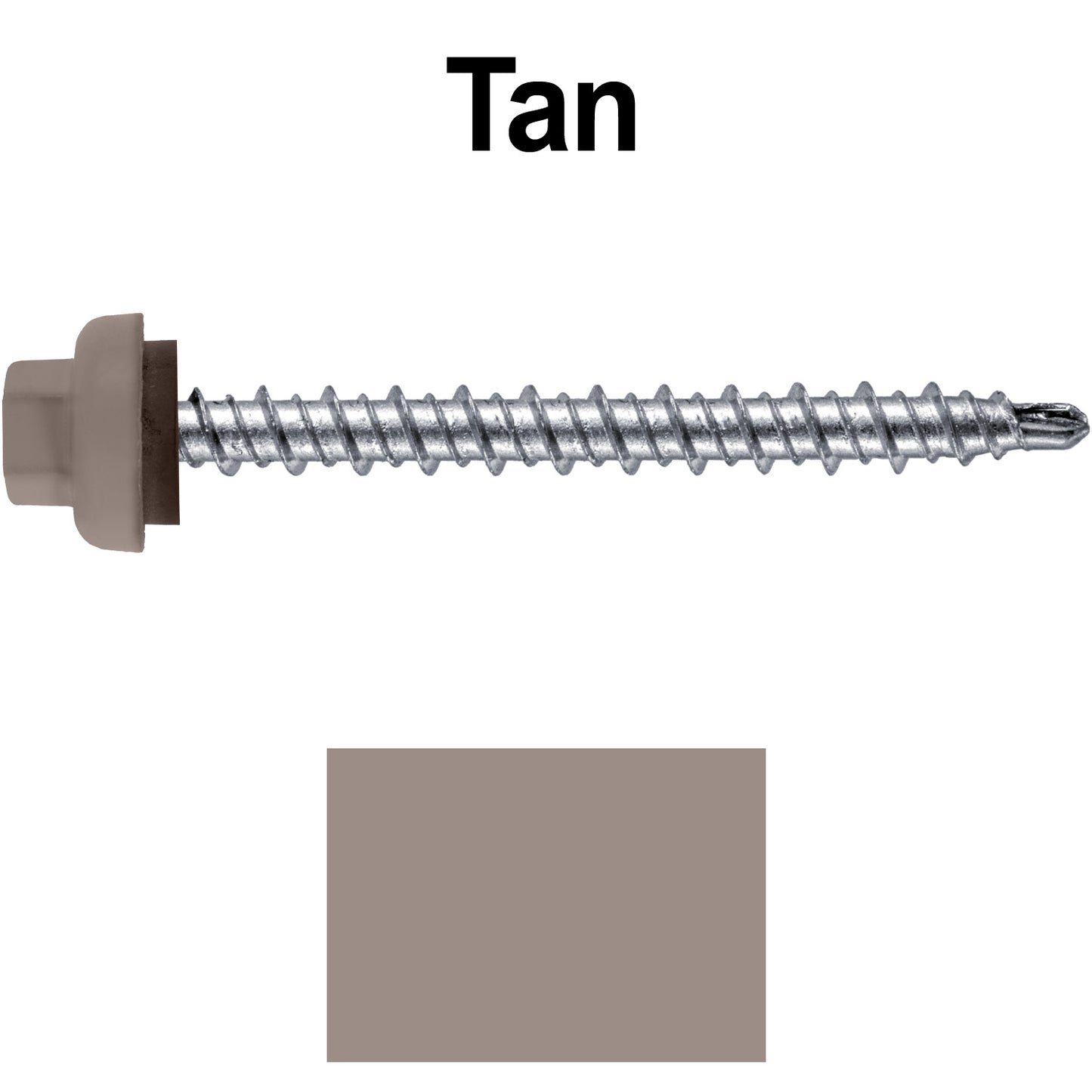 10 X 2” Zinc Aluminum Cap MINI-DRILLER Roofing Screws HI-LO THREAD Zinc Plated Carbon Steel Shank - EPDM Washer - Colored head