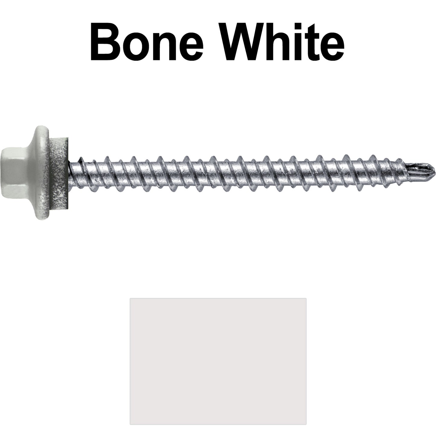 10 x 2” Stainless Steel Mini Driller Sheet Metal Roofing Screw - Hex Washer Cap - Self starting metal to wood siding screws - EPDM washer. Colored head.