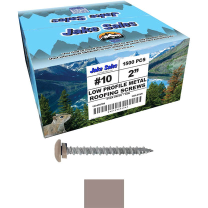 10 x 2" LOW PROFILE Star Head Roofing Screws - HI-LO Thread - Metal To Wood - T25 Torx Drive Head - EPDM washer.