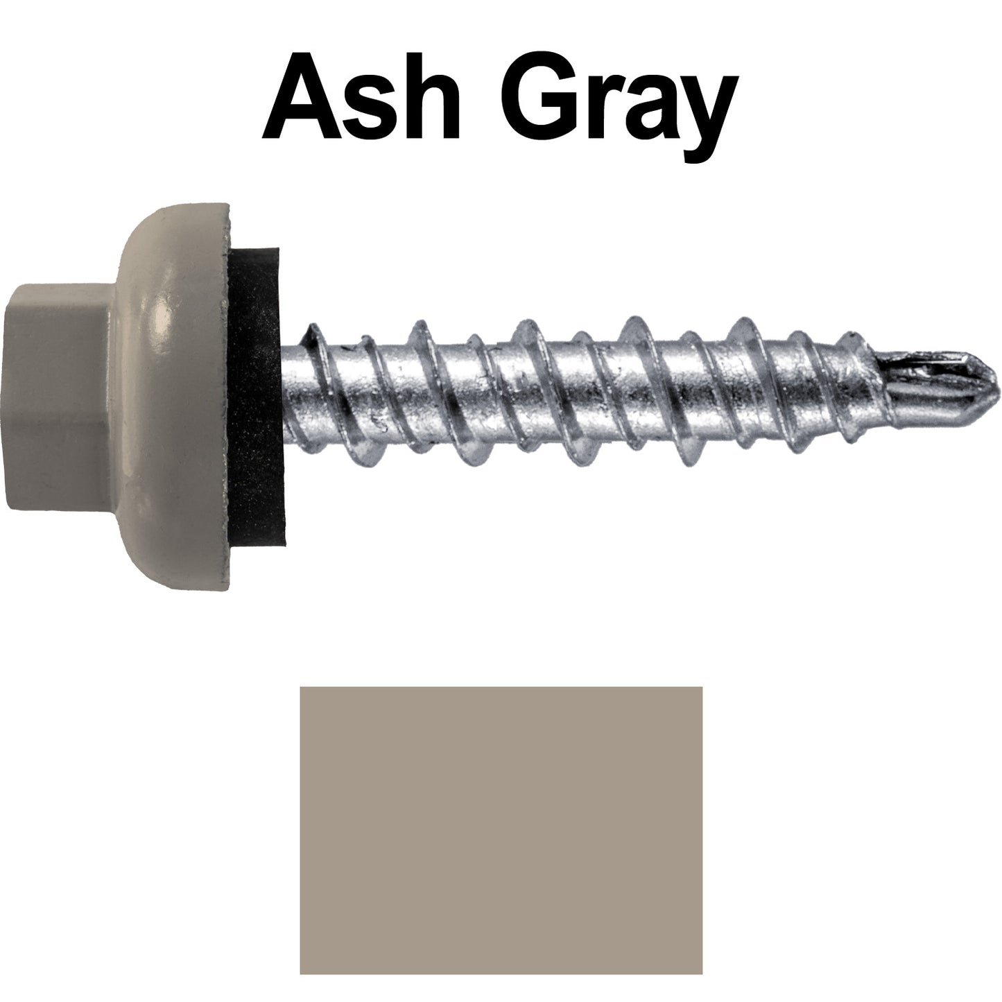 10 X 1" Zinc Aluminum Cap MINI-DRILLER Roofing Screws HI-LO THREAD Zinc Plated Carbon Steel Shank - EPDM Washer - Colored head