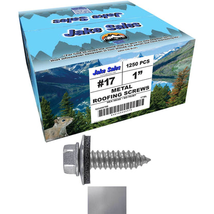 17 x 1"  Metal Roofing Screws - Metal Panel to Metal Purlins and Recovery Screws - Hex Washer Head - EPDM washer.