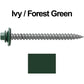 #12 x 2-1/2" RE-GRIP METAL ROOFING SCREWS - Hex Washer Head - Self starting/self tapping - EPDM washer. Colored head.