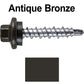 #10 x 1" Stainless Steel Mini Driller Sheet Metal Roofing Screw - Hex Washer Cap - Self starting metal to wood siding screws - EPDM washer. Colored Head.