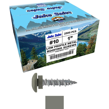 10 X 1" - LOW PROFILE Star Head Roofing Screws - HI-LO Thread - Metal To Wood - T25 Torx Drive Head - EPDM washer.