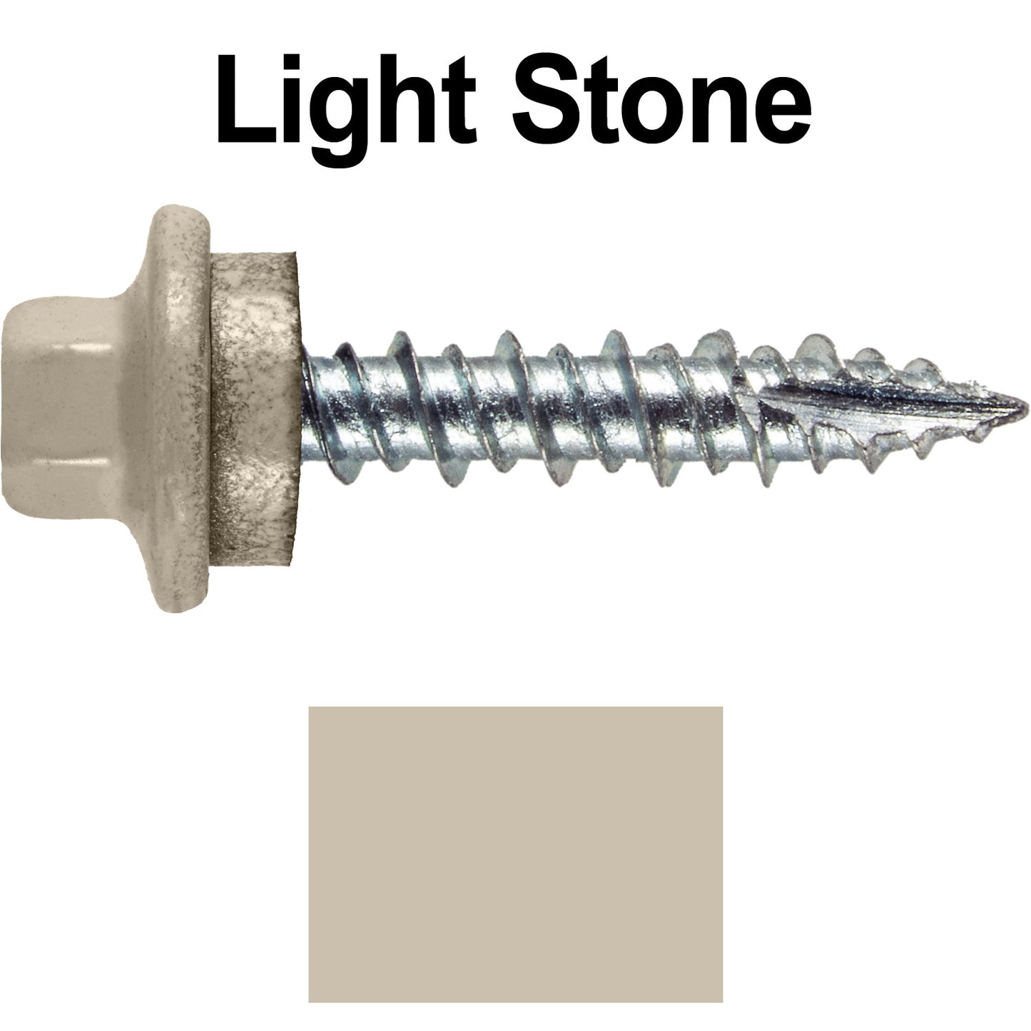 10 x 1" - STAINLESS HEX / ZINC Sheet Metal Roof Screw. Self starting metal to wood siding screws. EPDM washer. Colored head.