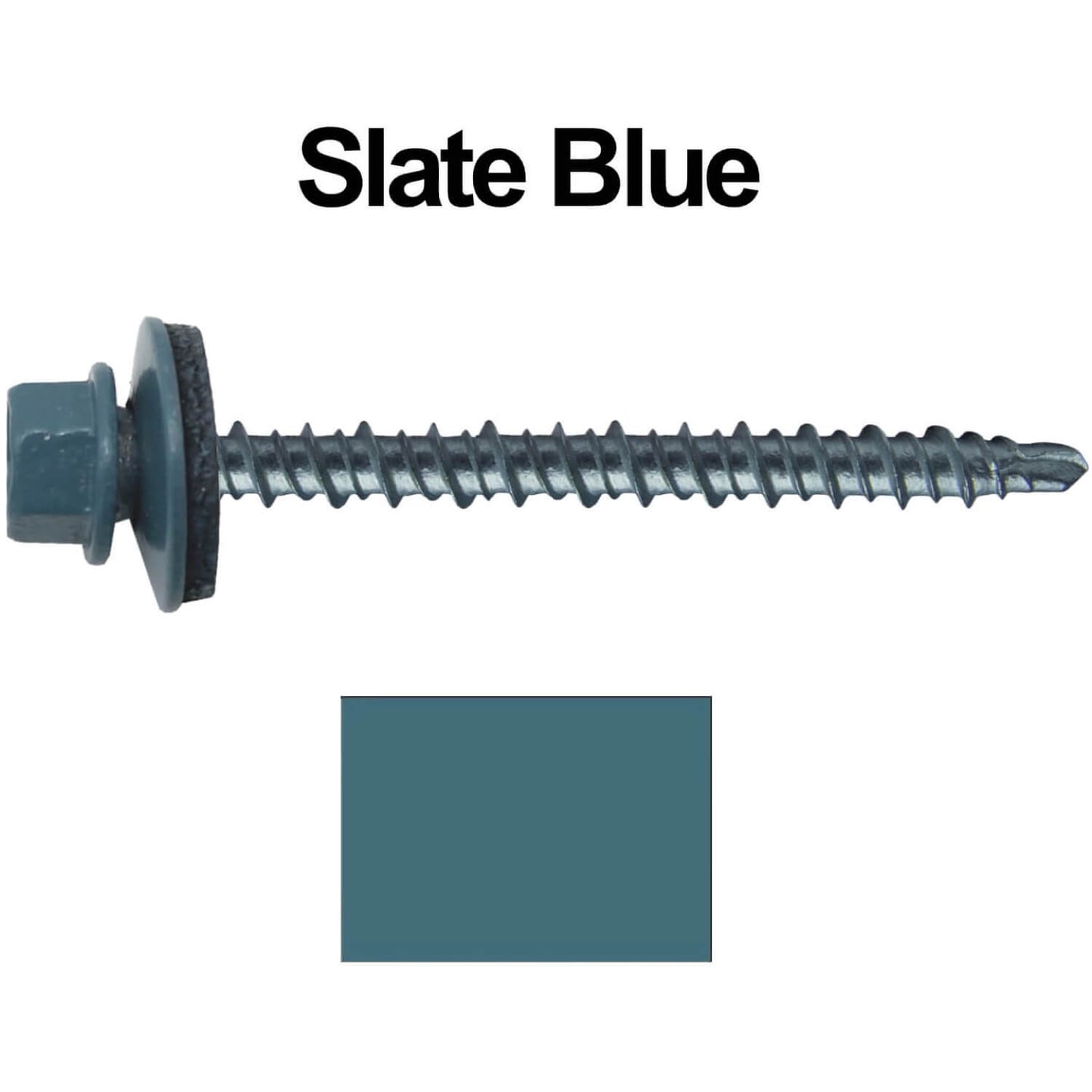 #10 x 2-1/2" Mini Driller Sheet Metal Roofing Screw - Hex Washer Head -  Self starting metal to wood siding screws. EPDM washer. Colored head.