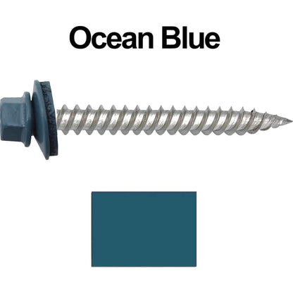 12 x 2"  Stainless Steel Metal Roofing Screw - Hex ReGrip Washer Head - Self starting/self tapping - EPDM washer. Colored head.