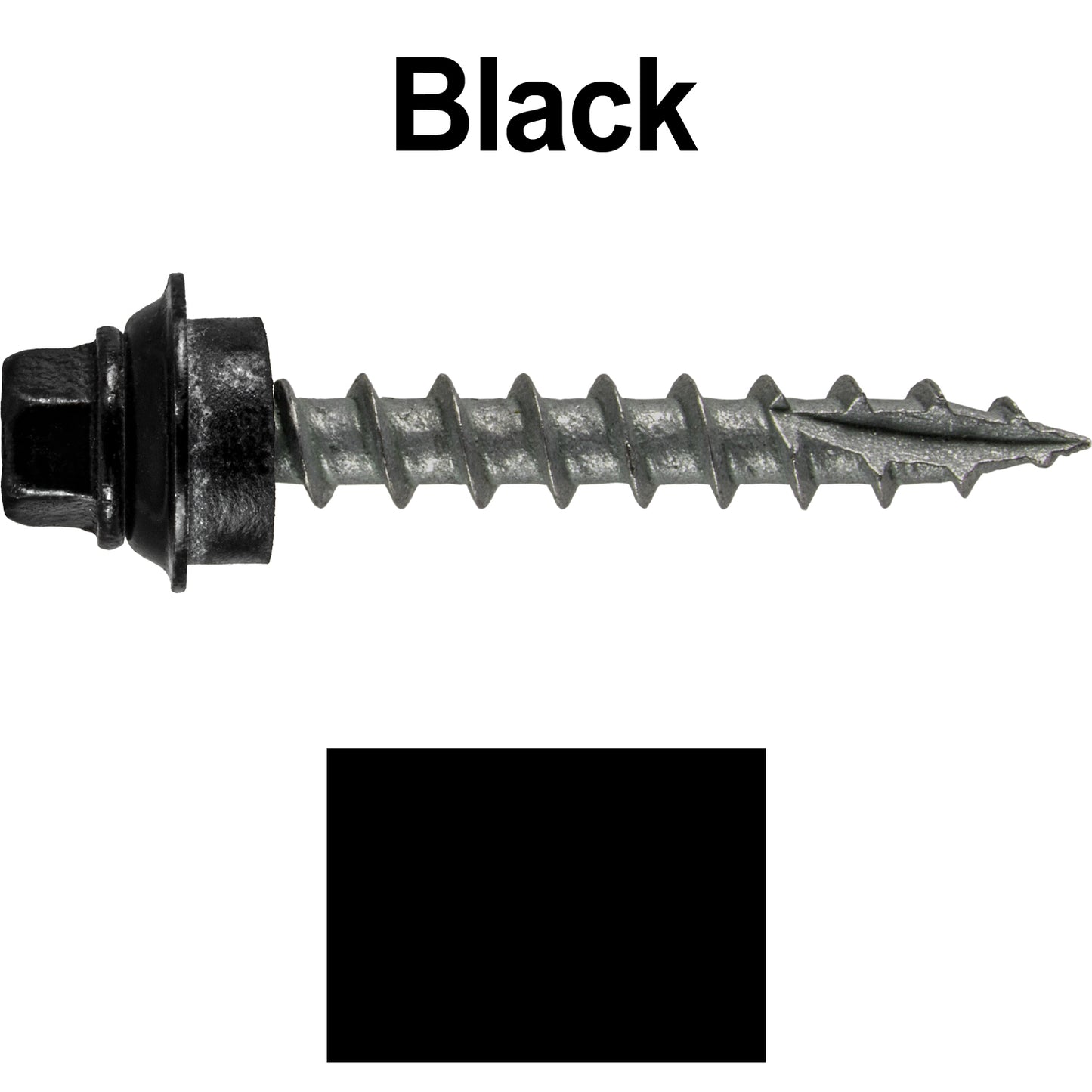 12 X 1-1/2" Metal Roofing Screws For OSB and Plywood - Galvanized Metal to Wood Type 17 Tip - 1/4" Hex Head - Assembled EPDM Washer