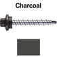 #10 x 1-1/2" Stainless Steel Mini Driller Sheet Metal Roofing Screw - Hex Washer Cap - Self starting metal to wood siding screws - EPDM washer. Colored head.
