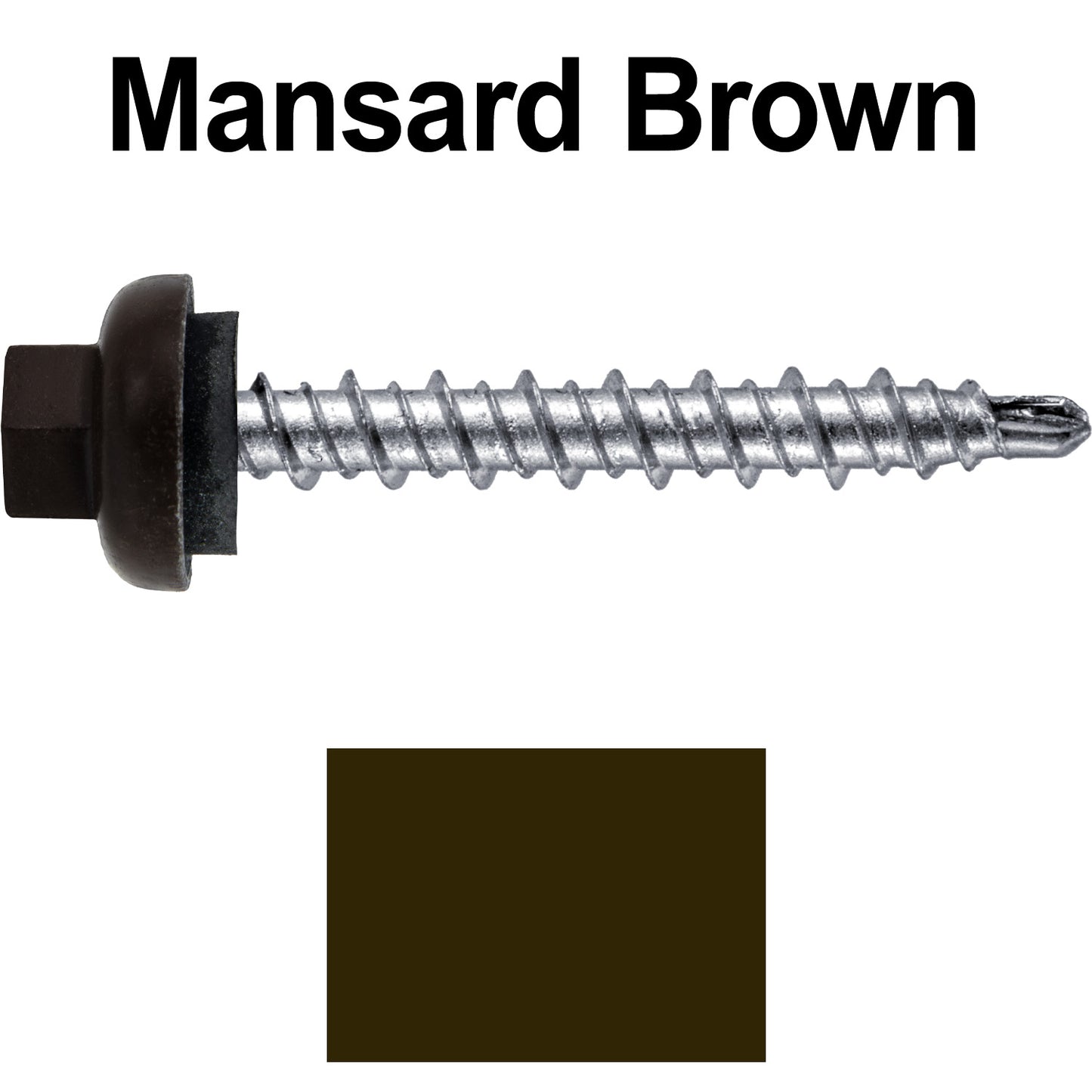 10 X 1-1/2” Zinc Aluminum Cap MINI-DRILLER Roofing Screws HI-LO THREAD Zinc Plated Carbon Steel Shank - EPDM Washer - Colored head