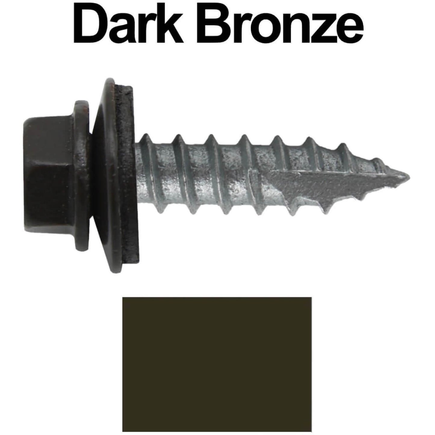 #14 x 1"  Metal ROOFING SCREWS - Hex Washer Head - Self starting/self tapping - EPDM washer. Colored head.