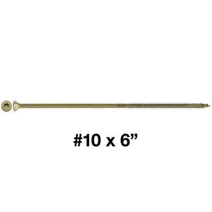 #10 x 2" - 6" Bronze Exterior Coated Wood Screw Torx/Star Drive Head - Multipurpose Exterior Coated Torx/Star Drive Wood Screws