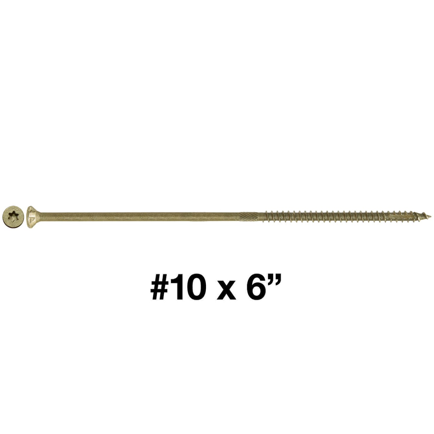 #10 x 2" - 6" Bronze Exterior Coated Wood Screw Torx/Star Drive Head - Multipurpose Exterior Coated Torx/Star Drive Wood Screws