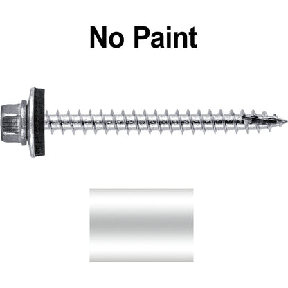 12 x 2-1/2" Stainless Steel Metal Roofing Screw - Hex Washer Head - Self starting/self tapping - EPDM washer. Colored head.