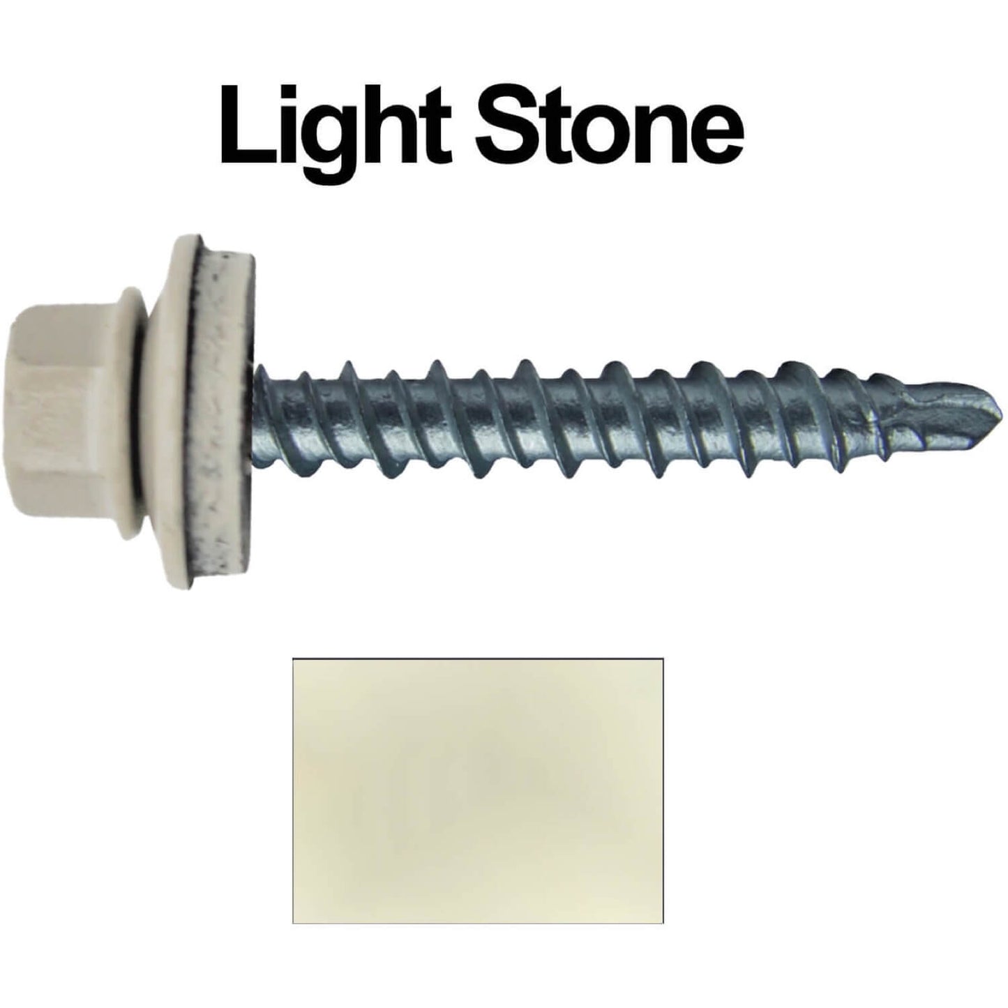 #10 x 1-1/2" Mini Driller Sheet Metal Roofing Screw - Hex Washer Head -  Self starting metal to wood siding screws. EPDM washer. Colored head.