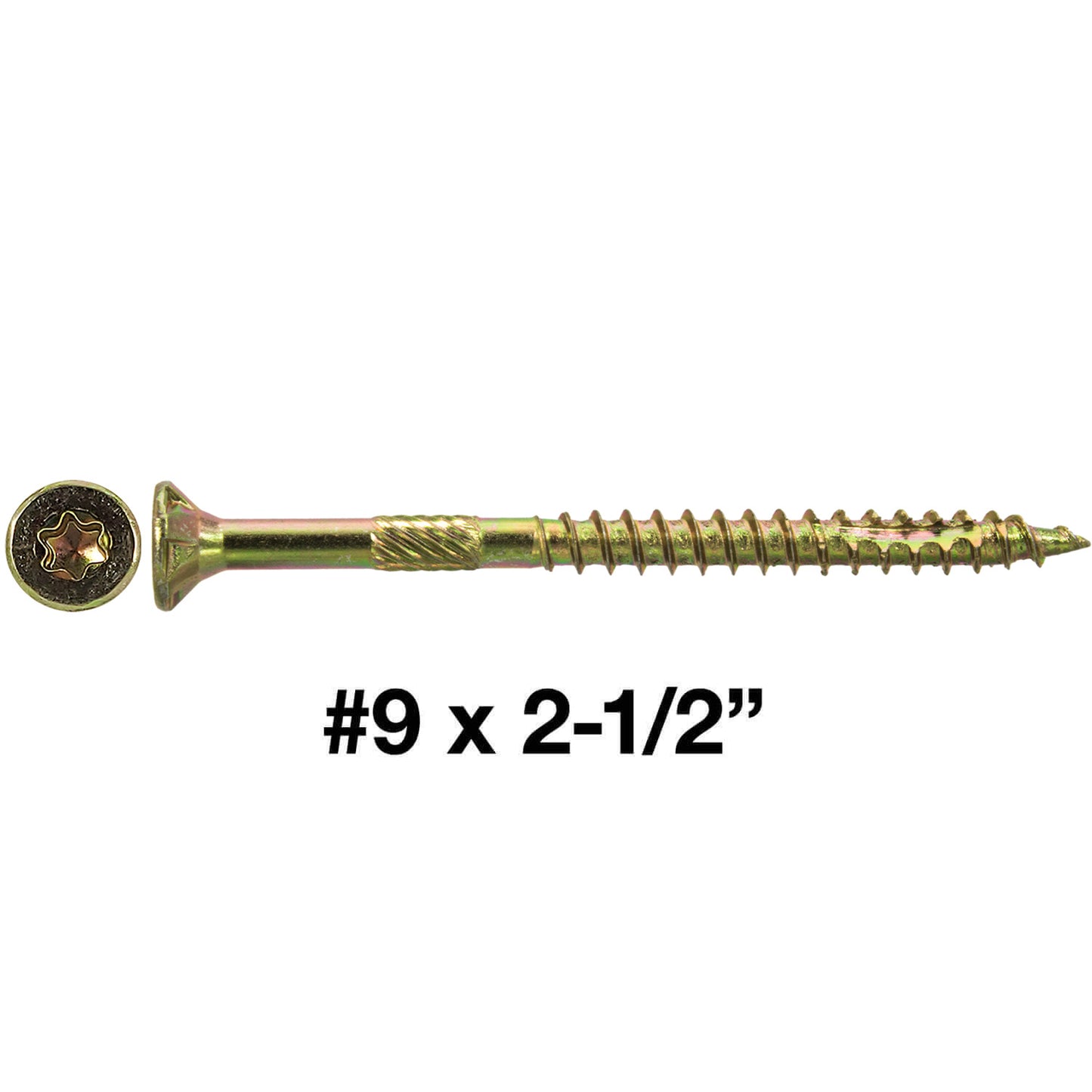 #9 Yellow Zinc Coated General Purpose Wood Screws. Torx/Star Drive Head - Multipurpose Torx/Star Drive Wood Screws