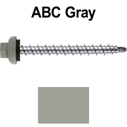 10 X 2” Zinc Aluminum Cap MINI-DRILLER Roofing Screws HI-LO THREAD Zinc Plated Carbon Steel Shank - EPDM Washer - Colored head