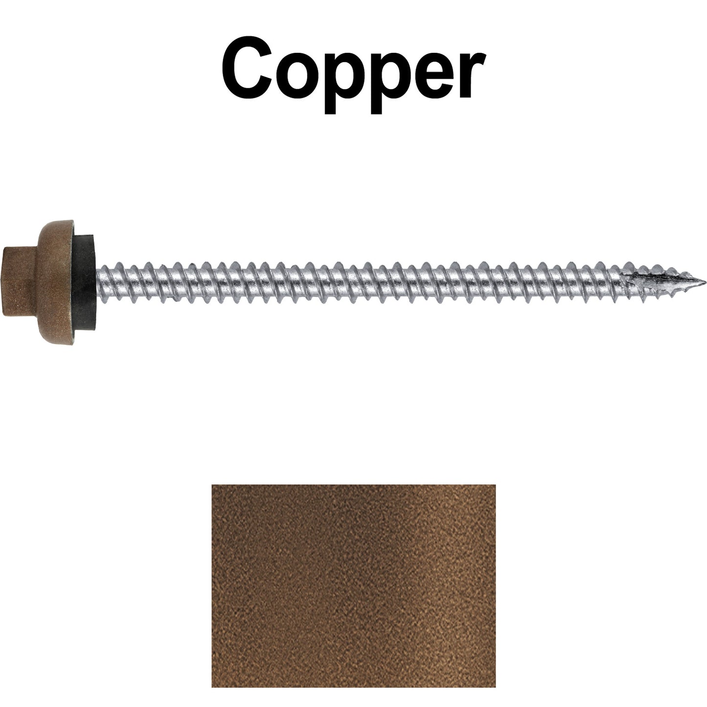 10 X 3“ HI-LO Zinc Aluminum Cap Metal Roofing Screws - Hex Washer Head - Self starting/self tapping - EPDM washer. Colored head.