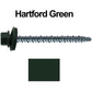 10 x 2-1/2" Metal ROOFING SCREWS - Hex Head Mini Driller - metal to wood siding screws - Self starting/self tapping - EPDM washer. Colored head.