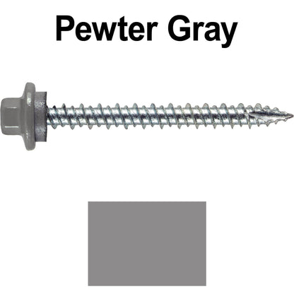 10 x 2” - STAINLESS HEX / ZINC Sheet Metal Roof Screw. Self starting metal to wood siding screws. EPDM washer. Colored head.