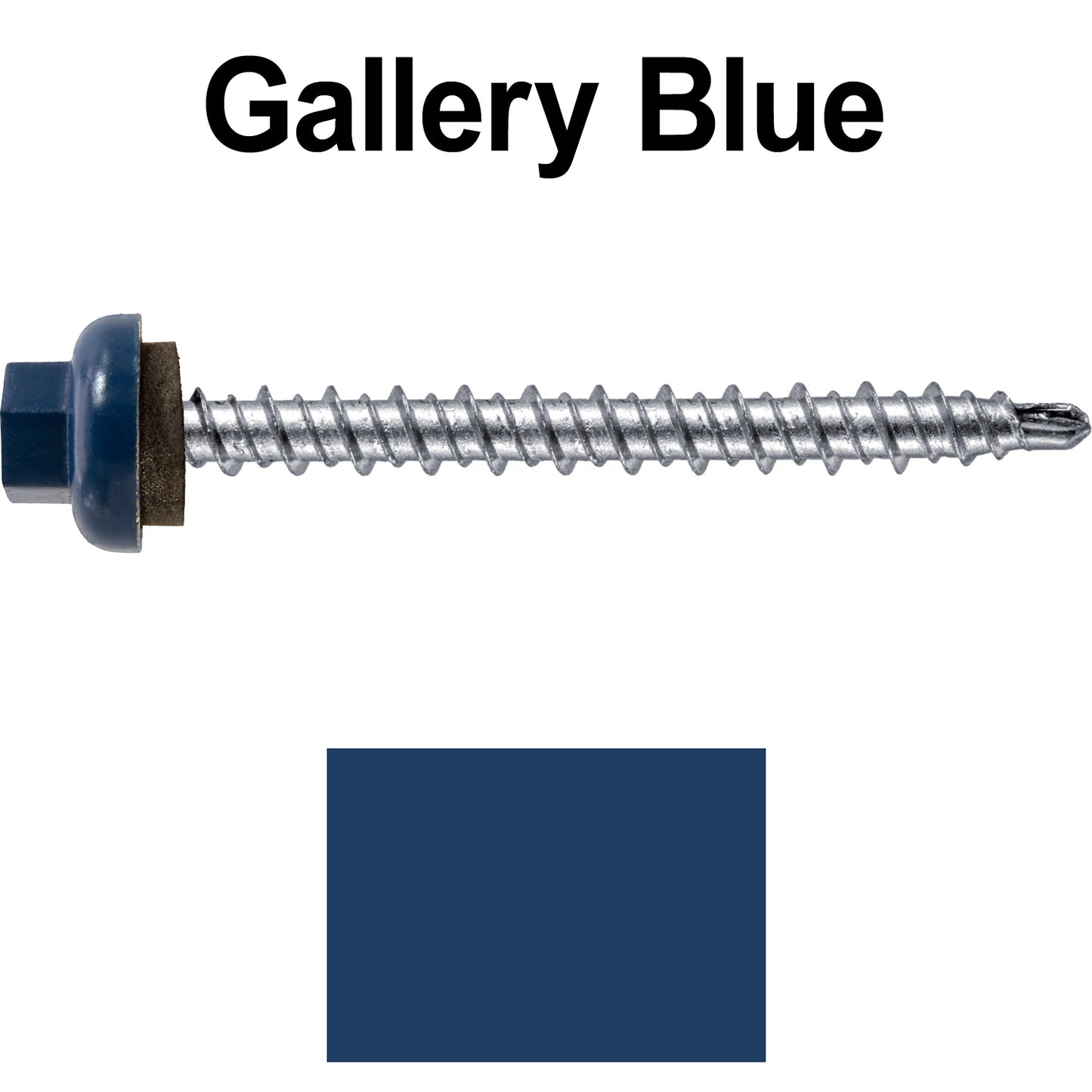 10 X 2” Zinc Aluminum Cap MINI-DRILLER Roofing Screws HI-LO THREAD Zinc Plated Carbon Steel Shank - EPDM Washer - Colored head