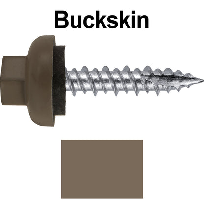 #10 X 1" HI-LO Zinc Aluminum Cap Metal Roofing Screws - Hex Washer Head - Self starting/self tapping - EPDM washer. Colored head.