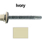 #12 x 2-1/2" Metal to Metal Type #3 Metal Roofing Screws - Hex Head Drill Point - 9/16" EPDM Washer. Colored head.