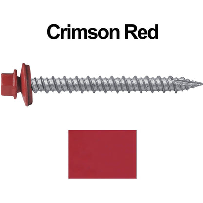#10 x 2" Metal ROOFING SCREWS - Hex Washer Head - Self starting/self tapping - EPDM washer. Colored head.